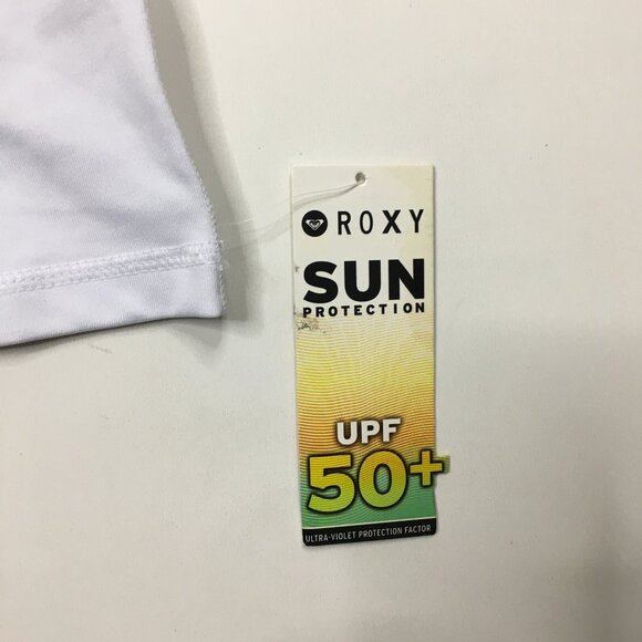 NWT ROXY White UPF50+ Mock Neck Swim Beach Surf Flatlock Activewear Shirt Top - Picture 4 of 9